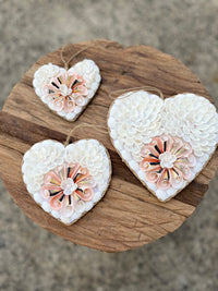 Shell heart with pink shells. Set of 3