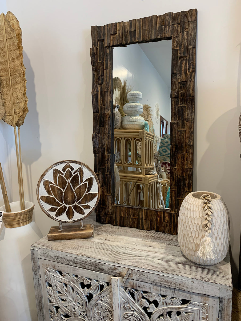 Black Timber mirror. 100 x 50cm - Bali Beach Beyond