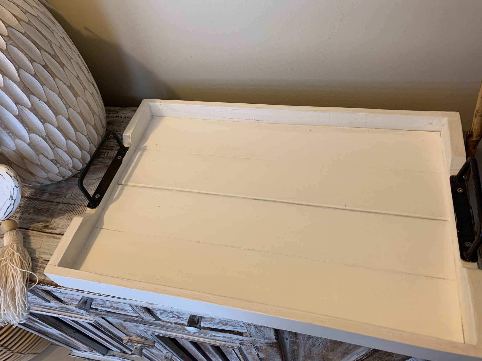 White timber slatted tray.  Usually $35