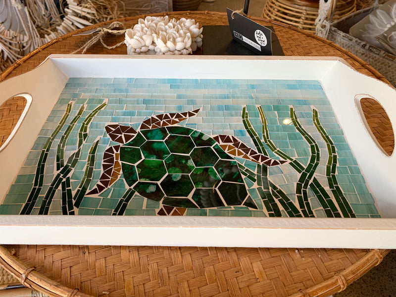 Turtle mosaic tray.  Usually $40