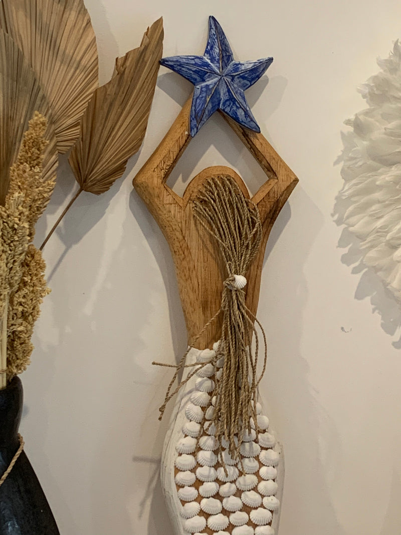 Shell mermaid hanging / decoration. Blue star M