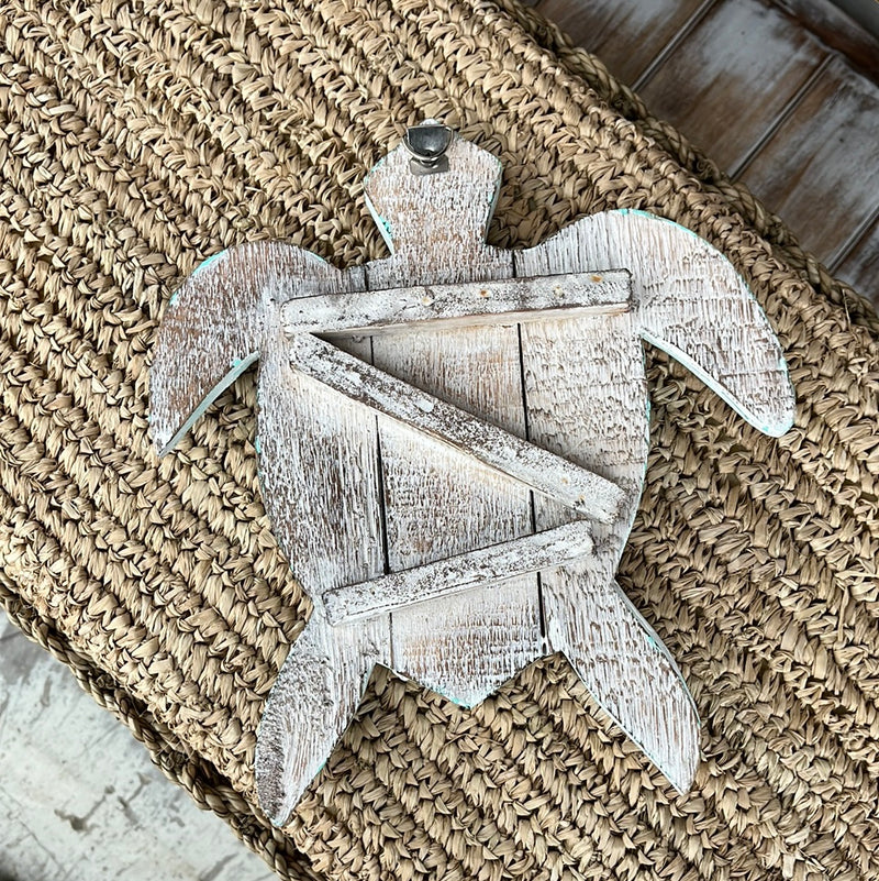 Turquoise timber turtle wall hanging M