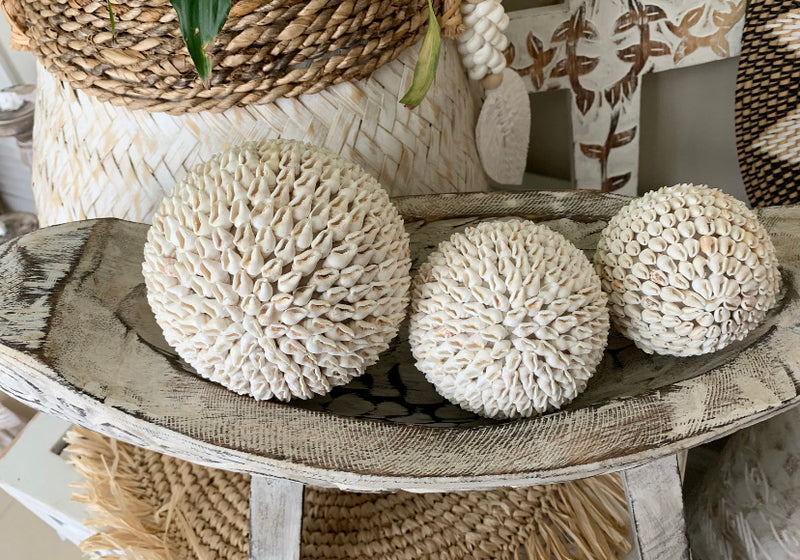Small shell ball. White shells.  Individual ball. - Bali Beach Beyond