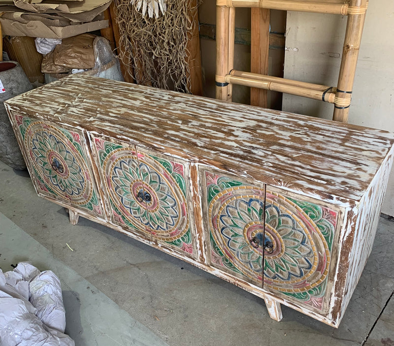 Hand carved sideboard. Coloured