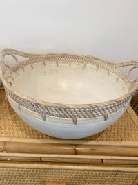 White bowl with decorative trim L