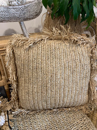Square raffia cushion and insert 50 x 50cm