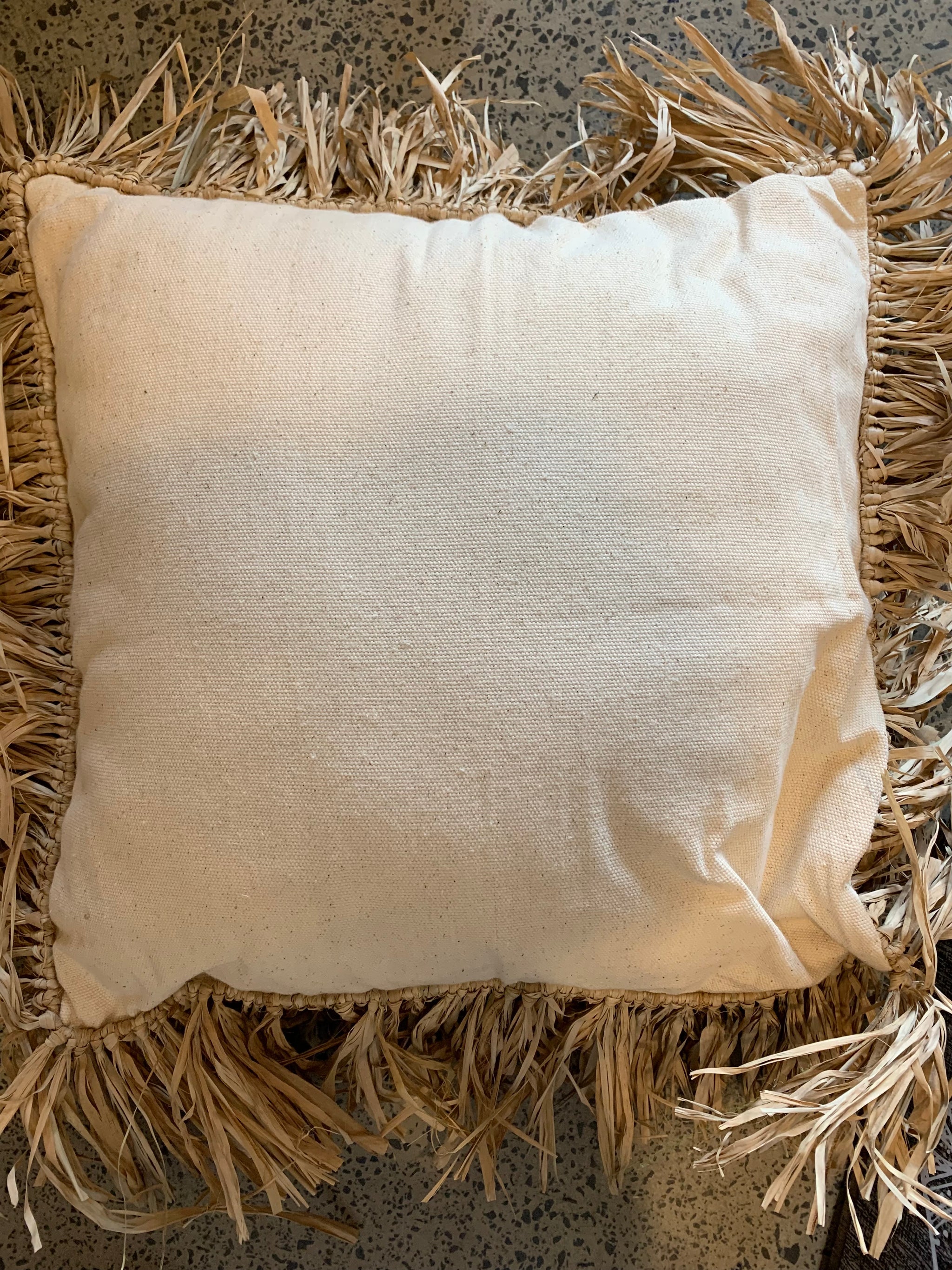 Natural cushion with raffia frill - Bali Beach Beyond
