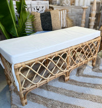 Rattan bench seat with cushion