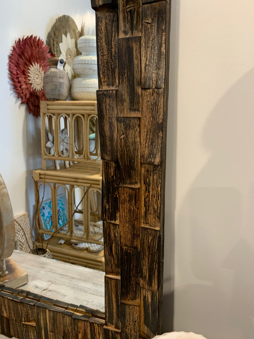 Black Timber mirror. 100 x 50cm - Bali Beach Beyond