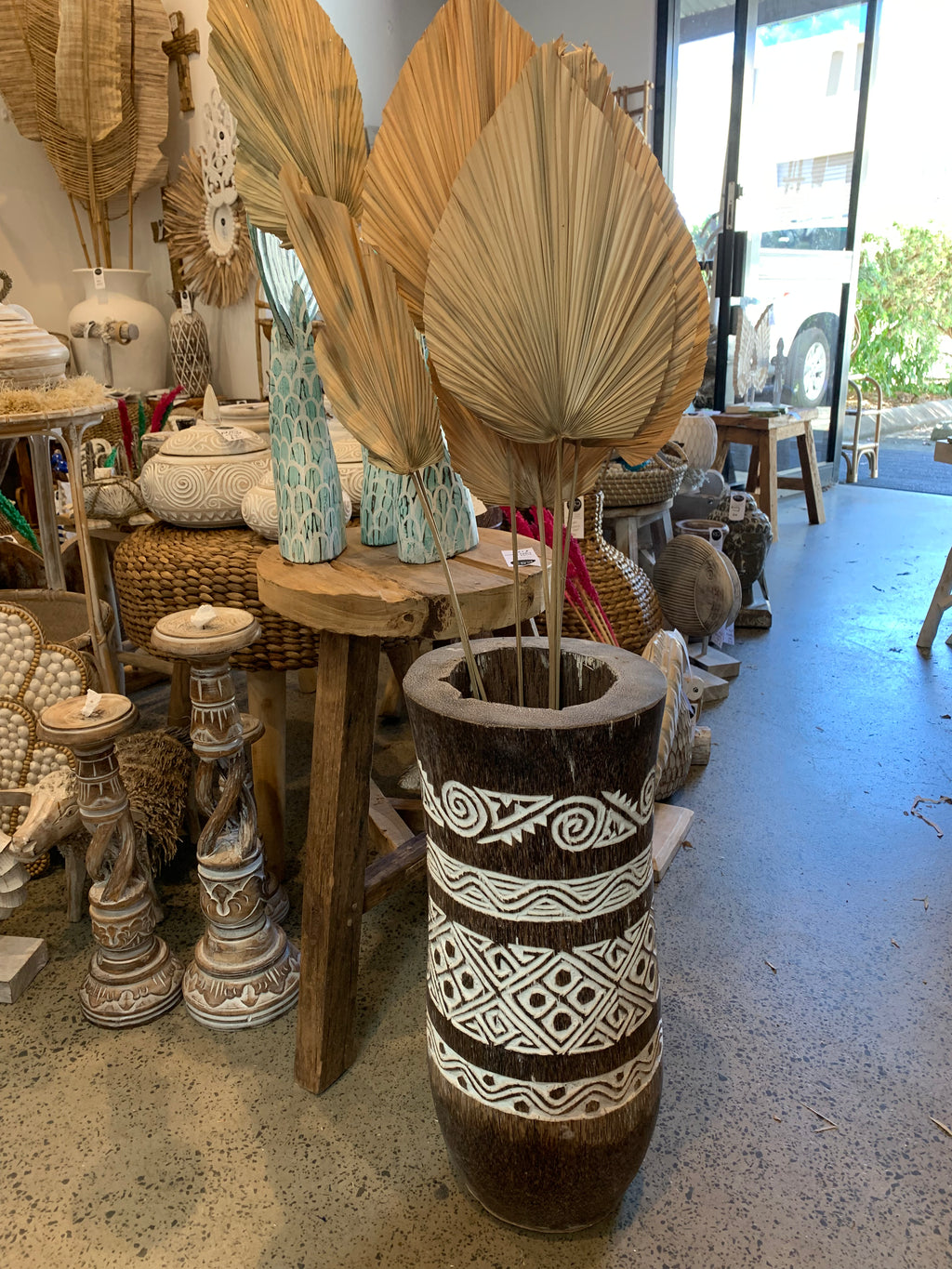 Clearance. Brown palm vase.  Usually $125 - Bali Beach Beyond