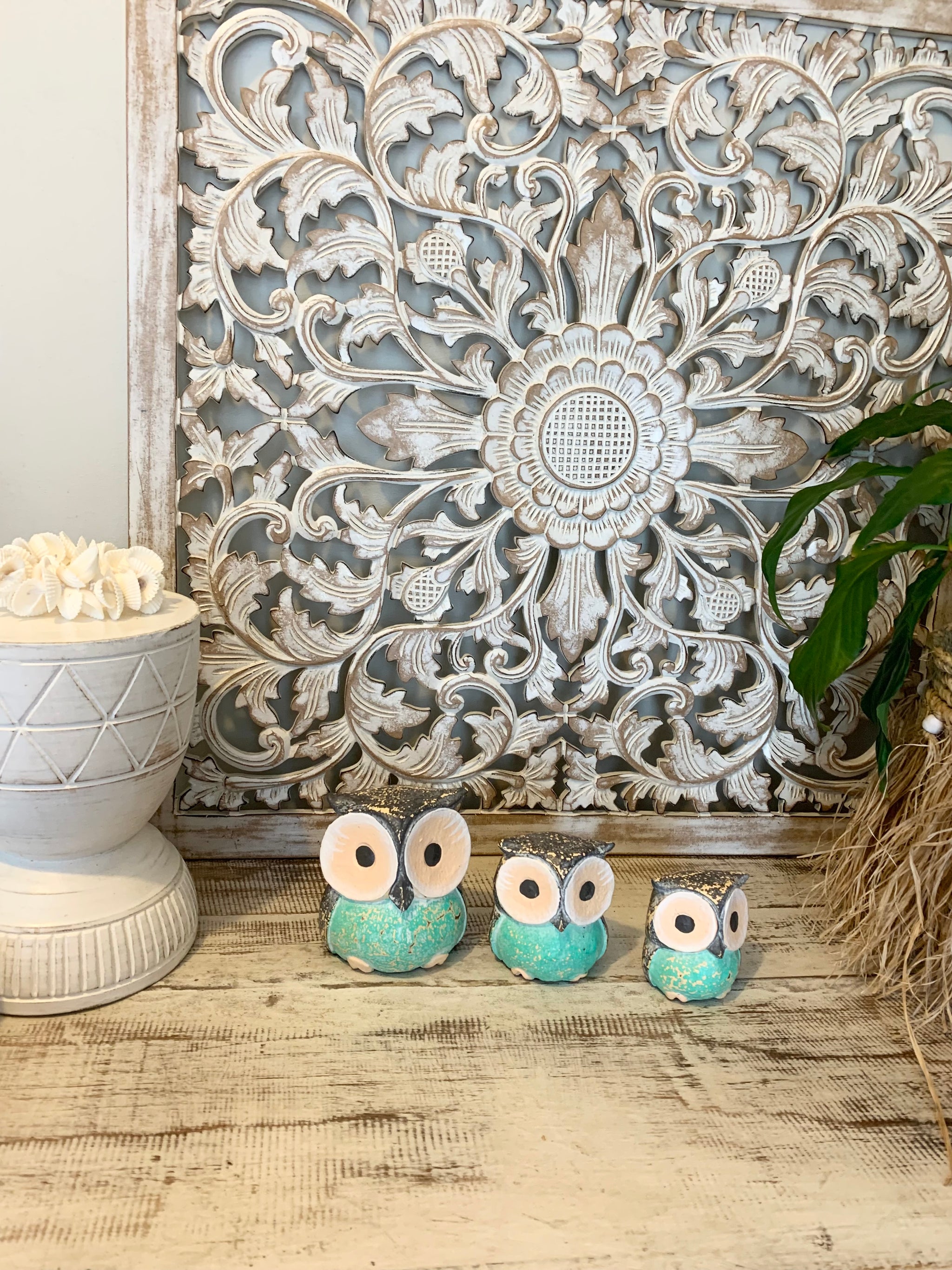 Turquoise timber owls. Set 3