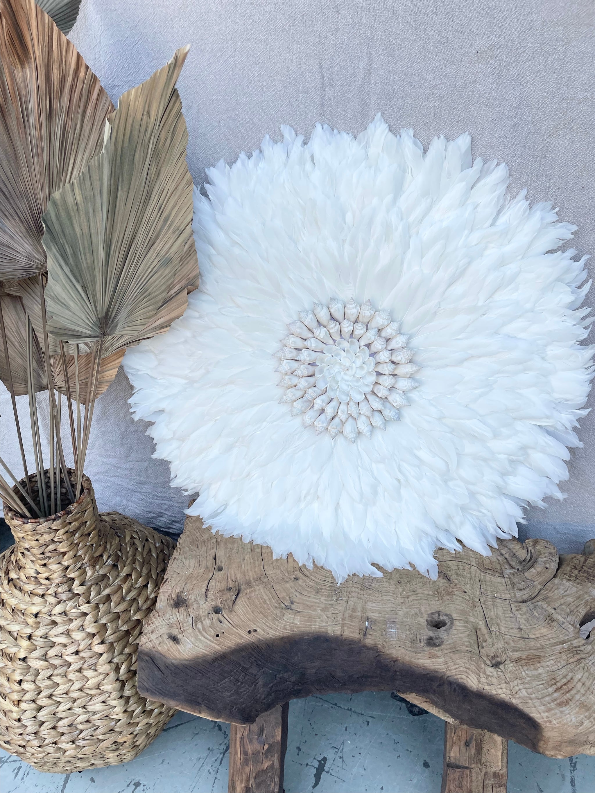 White juju with white shell detail. Set of 3 - Bali Beach Beyond