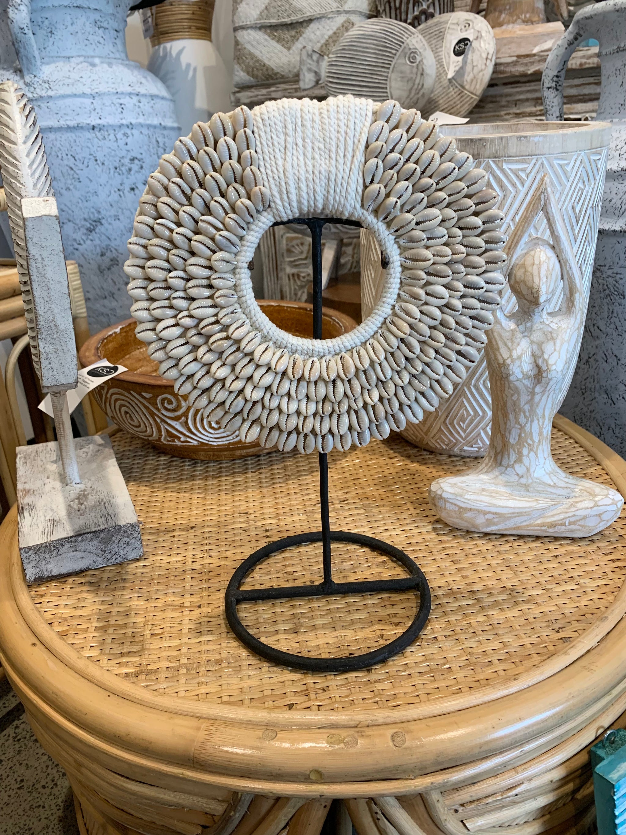 Shell decoration on stand