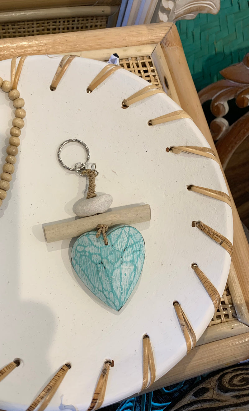 Timber heart keyring