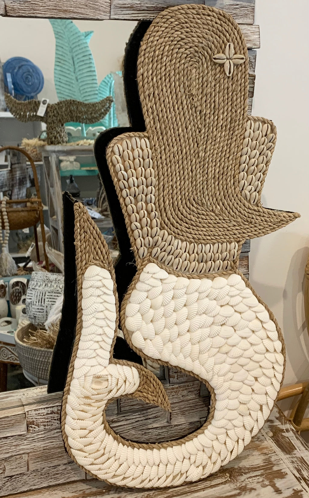 Shell mermaid hanging / decoration. White shell - Bali Beach Beyond